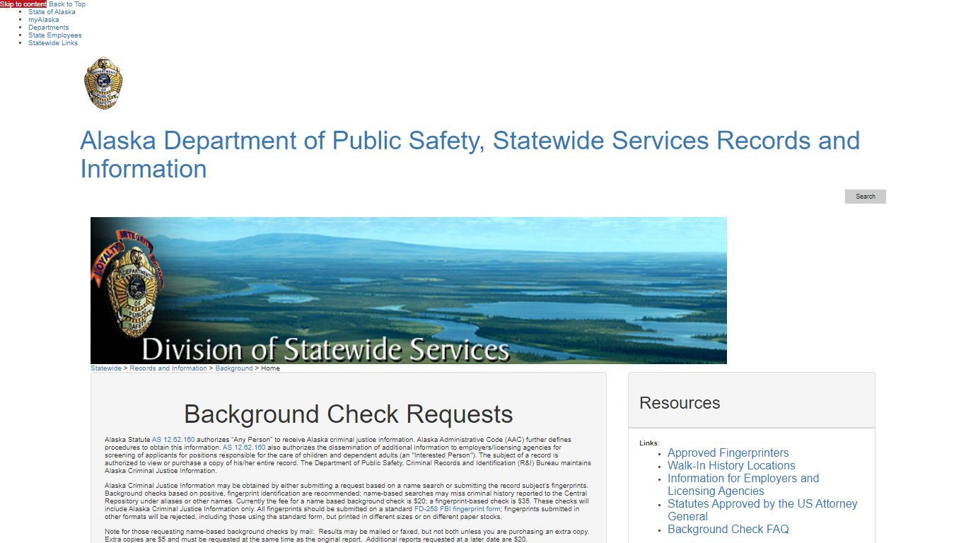 Background Check Requests - Alaska Department of Public Safety